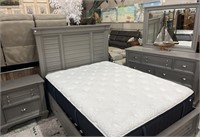 Queen Size Grey Shutter Style Bedroom set Costal!