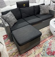 Grey Resin Rattan 2 Pc Seating With Cushions