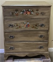 PAINTED FRUIT & FLORAL DESIGN CHEST OF DRAWERS