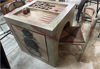 Painted Backgammon Table with Matching Chairs