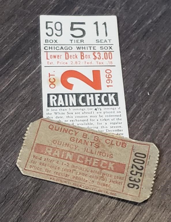 Vintage Baseball Rain Checks