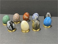 9 Small Polished Stone Eggs with Bases