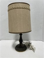 Small Table Lamp with Shade - Metal Base 15.5 " T
