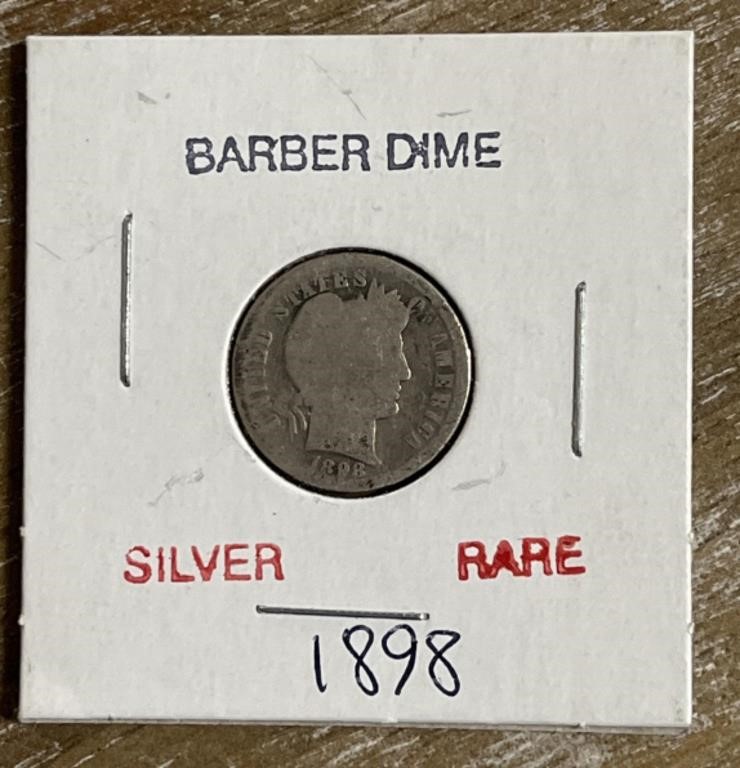 Rare 1898 Silver Barber Dime