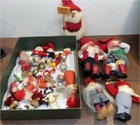 Box of Christmas elves - wooden, vintage rubber,