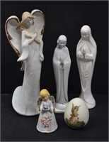 Five Angel Figurines, Bell. Homco