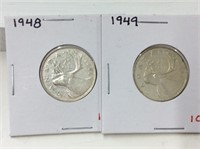 1948,49 Canadian Silver 25 cent