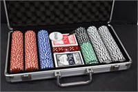 Poker Chips, Cards in Metal Carry Case