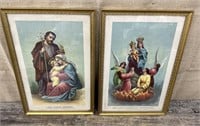 2 framed religious prints 22”x15”