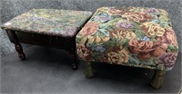 Pair, Vintage Floral Footstools , 1 with Storage,