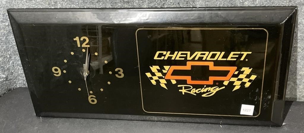Black Chevrolet Racing Clock
