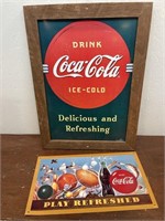 2 Coca Cola tin signs