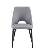 HY-DC-023 Grey PU - Black Legs Dining Chair