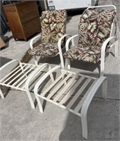 Pair Outdoor Chairs with Cushions  Adjustable
