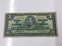 1937 Canadian 1 dollar bill coyne/towers
