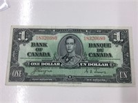 1937 Canadian 1 dollar bill coyne/towers xf