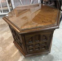 Glass Top Octogonal Side Table with Under storage