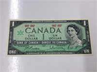 1967 Canadian 1 dollar bill beattie/rasminsky