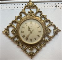 Syroco Square gold battery clock