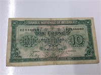 Belgium 10 francs WWII 1943