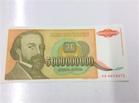 Yugoslavia 5,000,000,000 Dinara 1993 Crisp