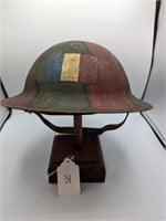 WW1 Camoflauged Brody Helmet w/ Unit Markings