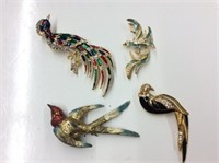 Vintage Bird pins X 4
