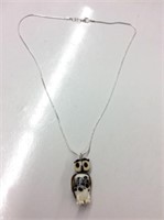Lamp Work Glass Owl Pendant (head Turns)20" Chain