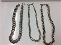 Silvertone Necklace Lot Of 3