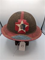 Marine WW1 Unit Marked Brody Helmet w/ Stand