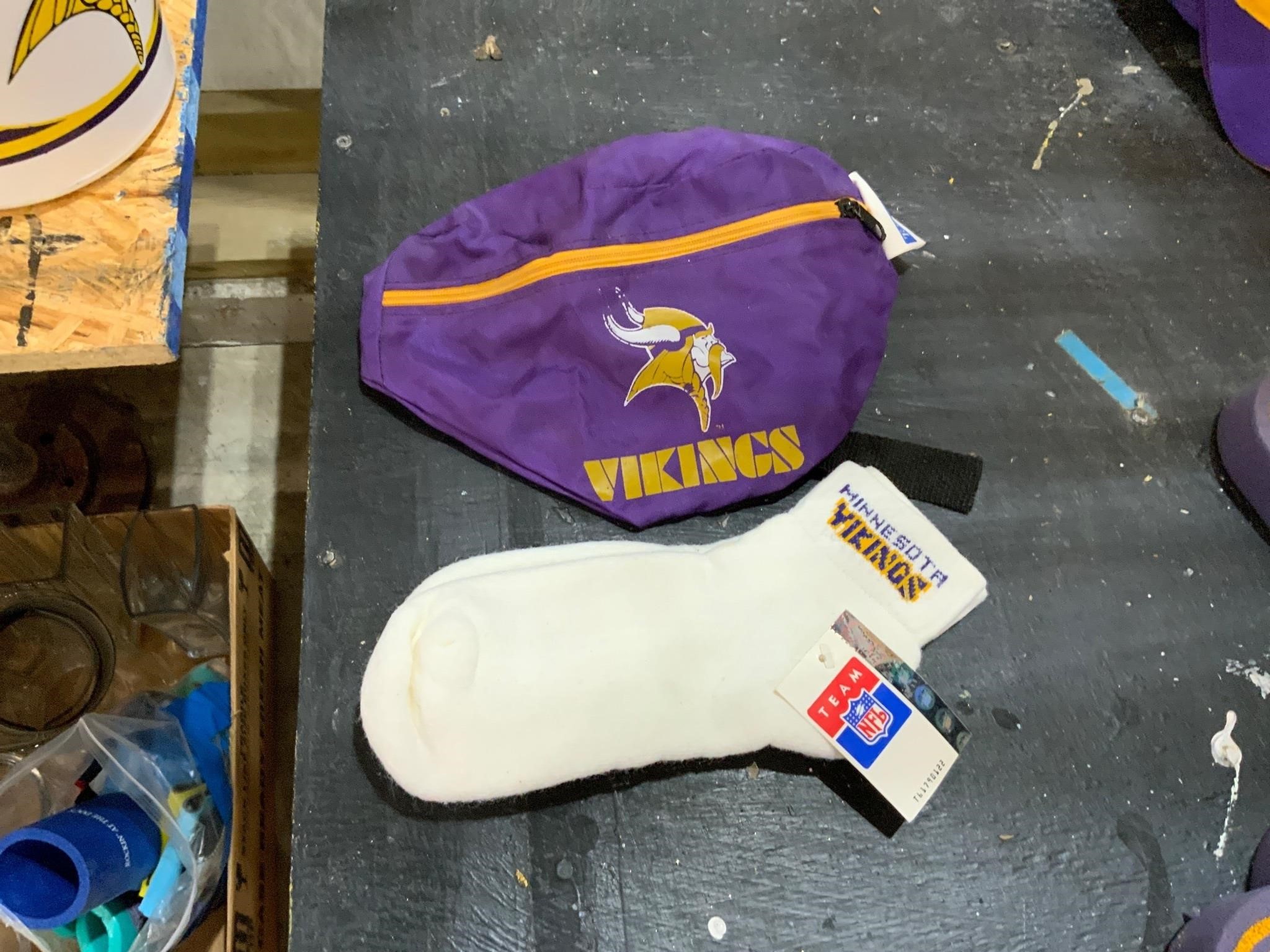 lot of Minnesota vikings socks and fanny pack