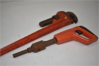 24" Pipe Wrench and Craftsman Vtg Hand Drill