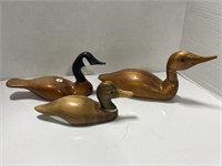 3 Decorative Wooden Ducks