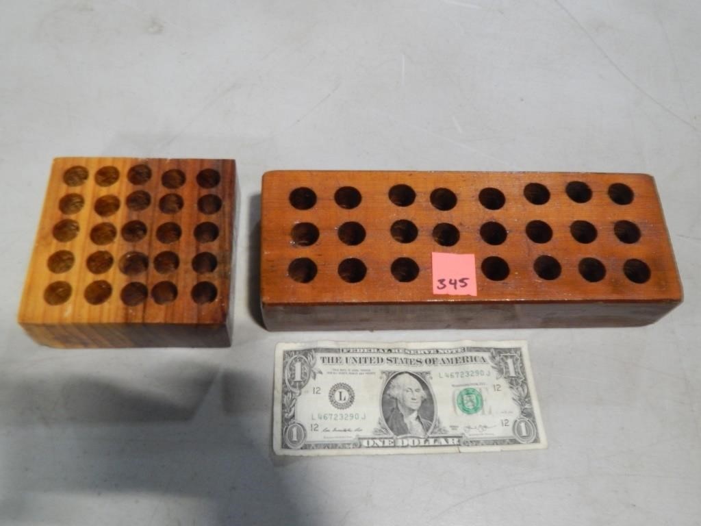 Two Wooden Ammo/ Tool Holders 50ct 1/2" Holes
