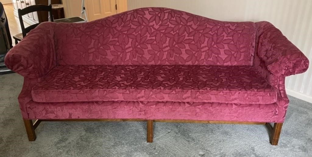 Red Crushed Velvet Sofa