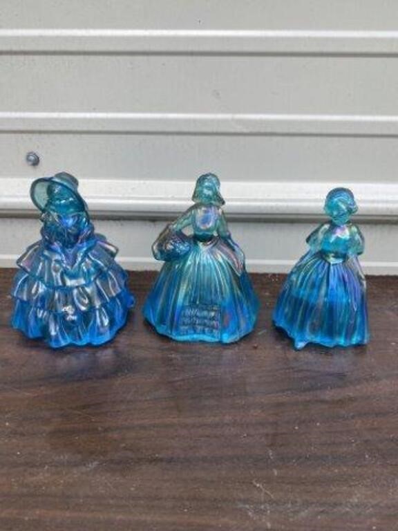 Three Carnival Glass  Figurines
