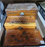 3 ASSORTED SIZE WOODEN BOXES