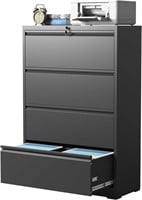 IKIMI 4-Drawer Lateral File Cabinet  Black