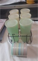 6 piece Tupperware ice tea cups with coasters