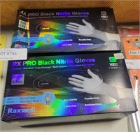 2 NOS BOXES OF RX PRO BLACK NITRILE GLOVES