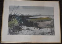 Bernard Levy Watercolor "Beaches & Grass"