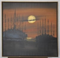 W. Clark Modern Painting Moonlighted Ships