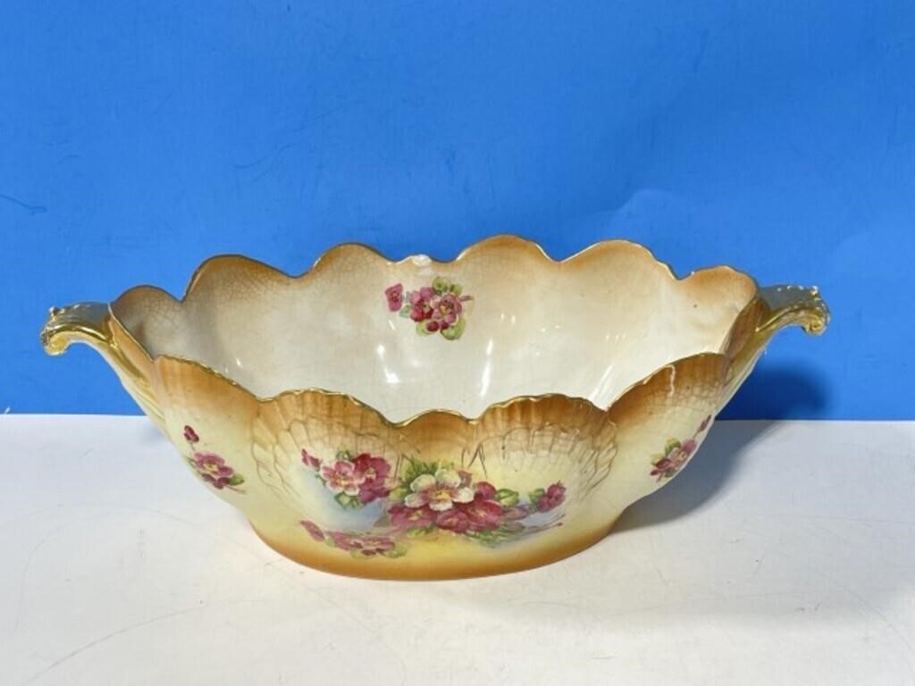 Flowered Serving Bowl - Crazing and chipped