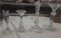 4 Vintage Crystal Candle Holders