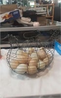Vintage Wire Chicken Basket with plastic Eggs
