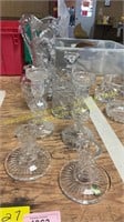 Lead Crystal Pitcher, Candle Sticks, Vases