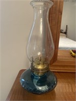 Antique blue oil lamp