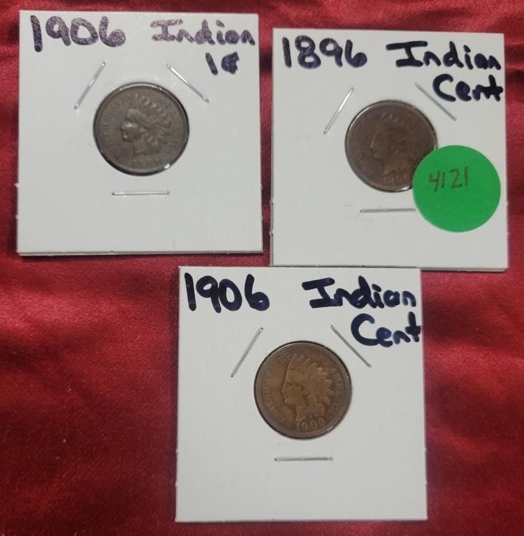 3 INDIAN HEAD CENTS