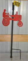 Yard Art, "Tractor", metal rain gauge holder