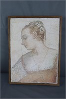 Italy gypsum fresco art - Portrait of Woman